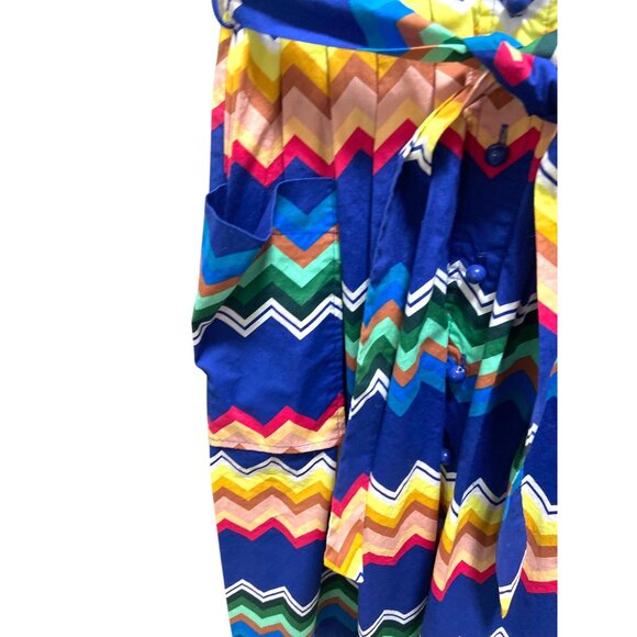 Plenty By Tracy Reese Amy Chevron Print Dress Blue Size 6 Coastal Pride #Boho - Picture 9 of 15